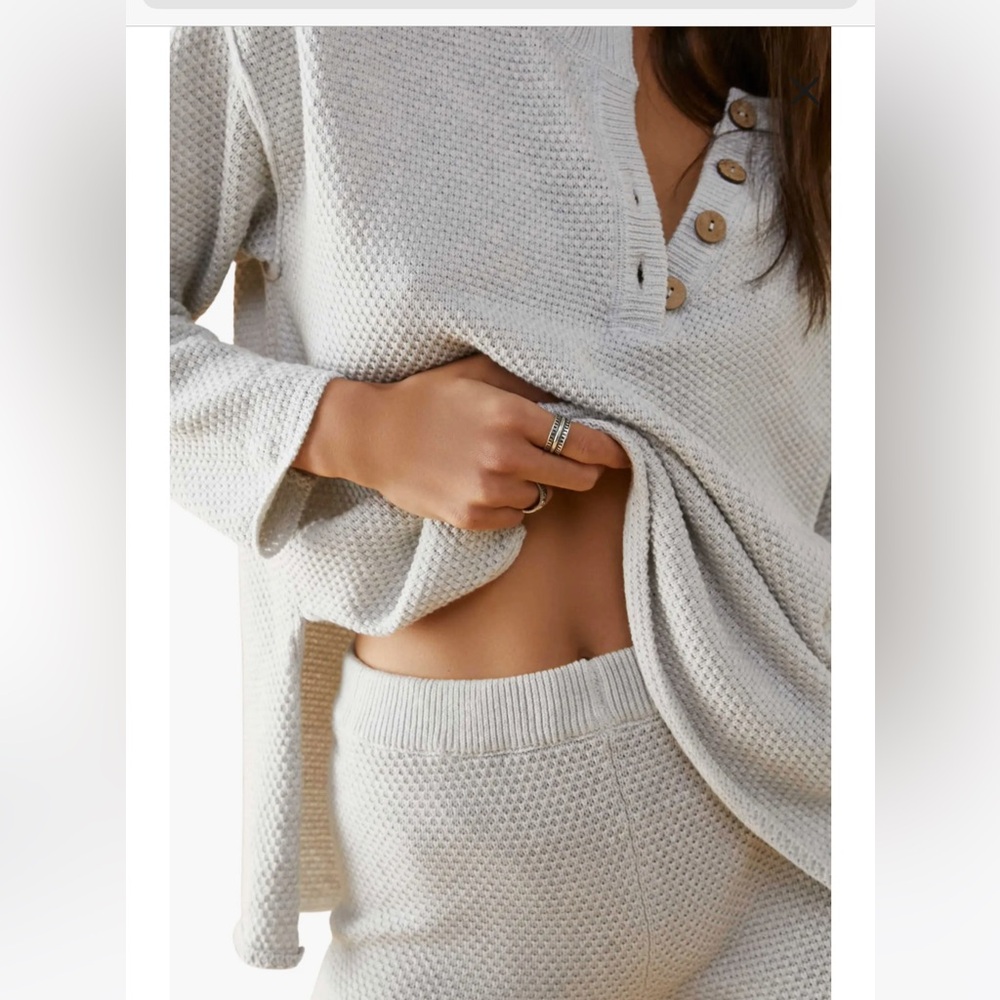 Free people Hailee Waffle Stitch Wide Leg Pants Knit PANTS  ONLY